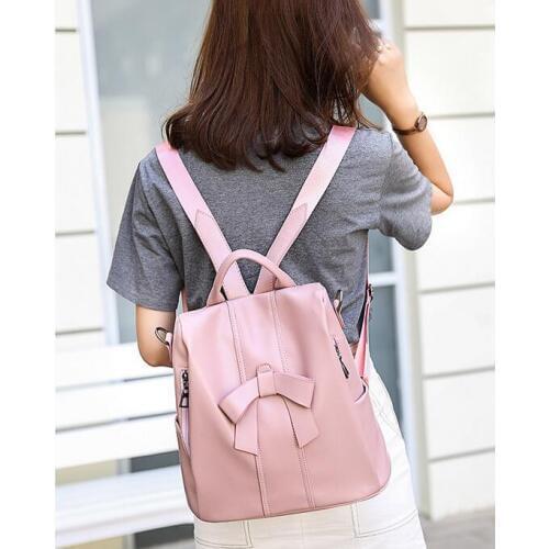 Big capacity Bow PU Backpack Preppy Style Teenage Girls Personality Schoolbag Chains Femme Casual Travel bag