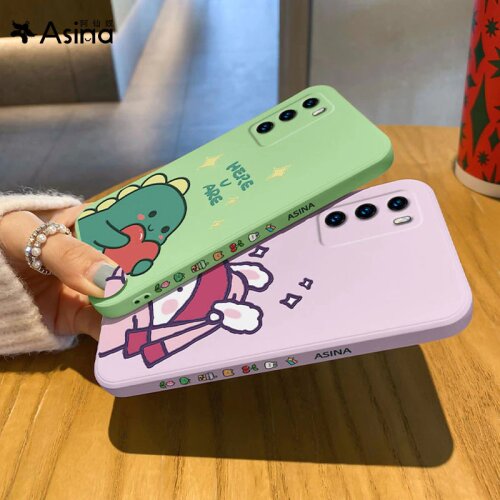 ASINA Liquid Silicone Case For Huawei P40 P30 P20 Pro Cover Cartoon Bumper Straight Edge Cases For Nova 3 3i 4 5t 6 7 8 Coque