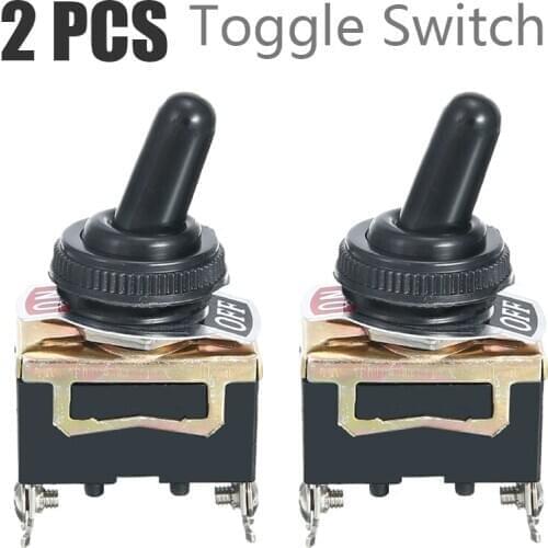 2PCS Mini Auto Toggle Switch Stainless Steel Heavy Duty Rocker Toggle Switch 2 Pin ON/OFF Car Dash Light Metal SPST Switches