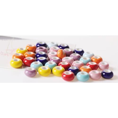 20pcs Ceramic Material Spacer Loose Beads Round Shape Big Hole Mixed beads For Jewelry making DIY Bracelet necklace earrings