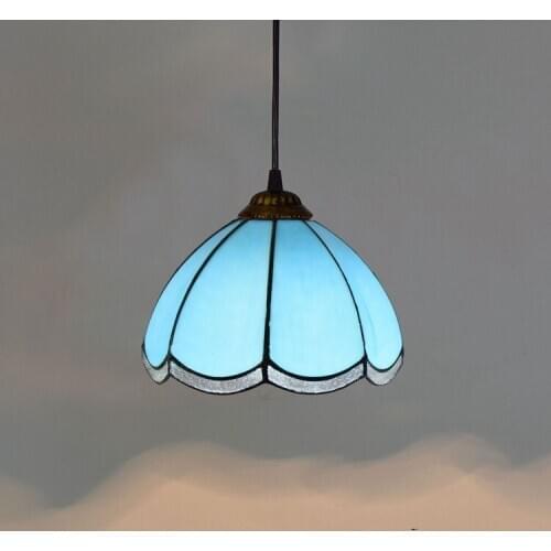 20cm Blue Modern Mediterranean Creative Tiffany Colored Glass Restaurant Bar Bar Small Droplight 8 Inches