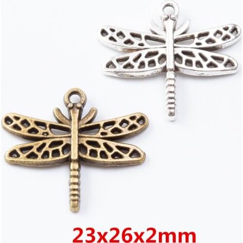35 pieces of retro metal zinc alloy dragonfly pendant for DIY handmade jewelry necklace making 7343