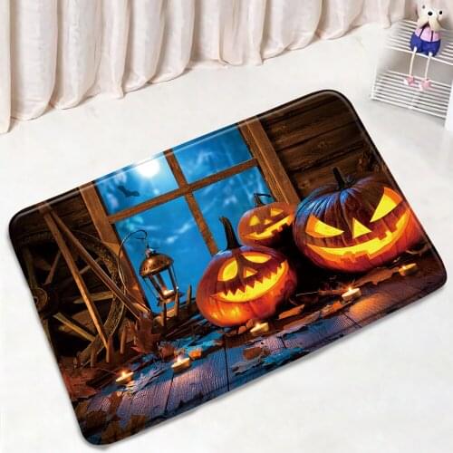 3D Cartoon Halloween Theme Bath Mats Kitchen Mat Horror Pumpkin Lights Home Party Decor Door Pad Floor Foot Rugs non-slip carpet