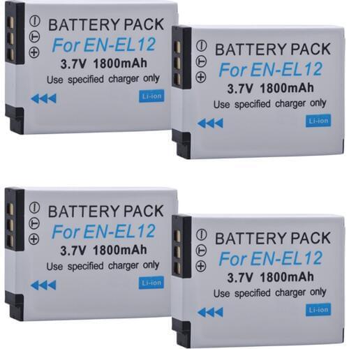 4Pcs EN-EL12 ENEL12 EL12 Rechargeable Batteries for Nikon Coolpix AW110,AW100, S8200, S9700,S9400, S9500 Digital Camera
