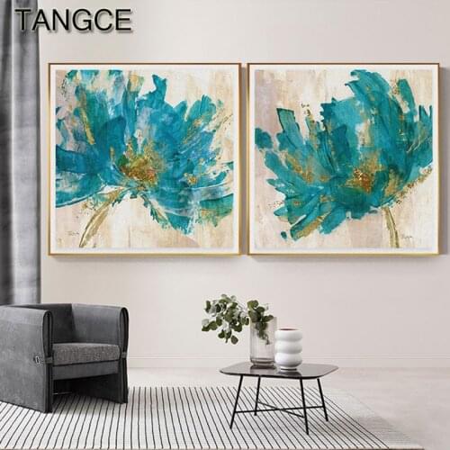 Abstract Green Flower Blooming Canvas Painting Modern Wall Art Print And Poster For Living Room Dining Room Nordic Style Decor
