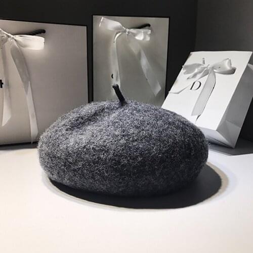 Beret Female Autumn Winter Korean Version Of The Tide Japanese Wild British Retro Thickened Three-dimensional Wool Painter Hat