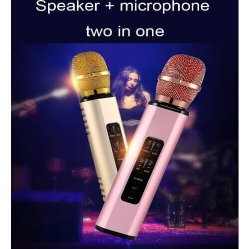 Microphone wireless Bluetooth Mobile phone microphone speaker integrated KTV family karaoke Dual speakersmicro