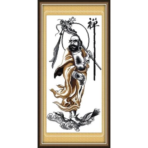Bodhidharma Buddha statue chinese counted printed canvas cross stitch pattern diy kits DMC14ct 11ct embroidery needlework sets