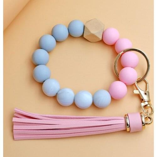 Womens Luxury Jewelry Cute Silicone Beads Female Keychain Holder Key Ring Mobile Phone Lanyard Key Pendant Gift for Mom