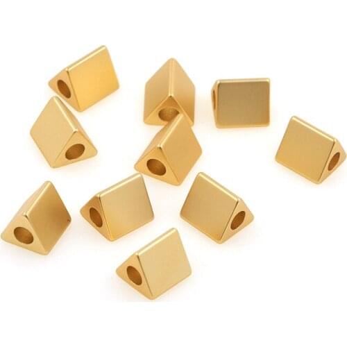Brass Gold 3D Triangle Big Hole Beads For Necklace Bracelet DIY Jewelry Making