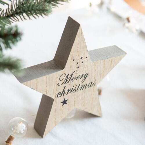 Wooden Christmas tree ornaments ins Nordic stars Little tree horse ornaments Christmas decorations photo window desktop props