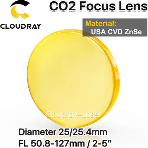 Cloudray USA CVD ZnSe Focus Lens Dia. 25/25.4mm FL50.8/63.5/101.6mm 2-5" for CO2 Laser Engraving Cutting Machine Free Shipping