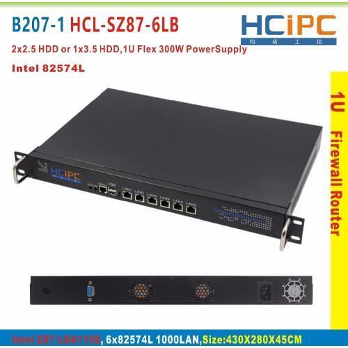 HCiPC B207-1 HCL-SZ87-6LB,Barebone,LGA1150 Z87 82574L 6LAN 1U Firewall SYSTEM,6LAN Motherboard,1U 6LAN Network Router
