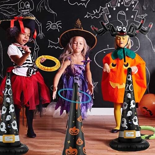 Halloween Toss Games Inflatable Spider Hat Ring Throw Games With 1 Spider And Rings Pump For Kids Adult Carnival Halloween Party