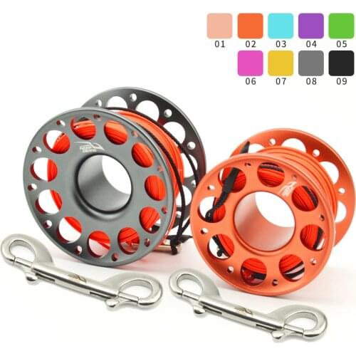 15M/30M Scuba Diving Alloy Spool Finger Reel With Stainless Steel Double Ended Hook For Diving Snorkeling Cave Dive Equipment