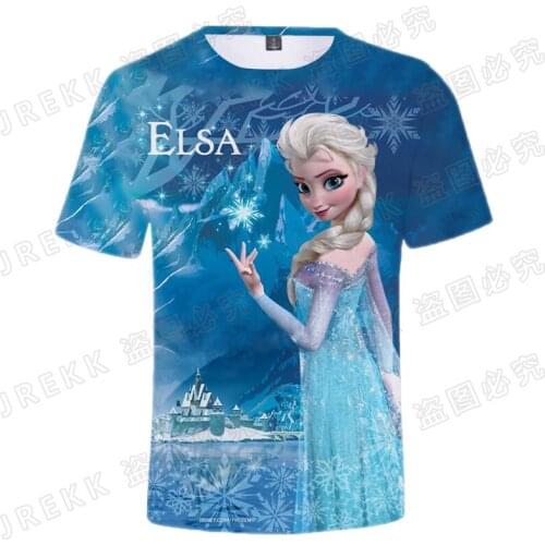 Disney Cartoon Anime Cool Frozen T Shirt Men Women Children Summer 3D Print Short Sleeve Boy Girl Kids Casual Cool Tops Tee