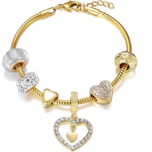 Hot Sale Crystal Heart Charm Bracelet For Women 18 plus 2cm Lobster Clasp Bracelet High Quality Jewelry
