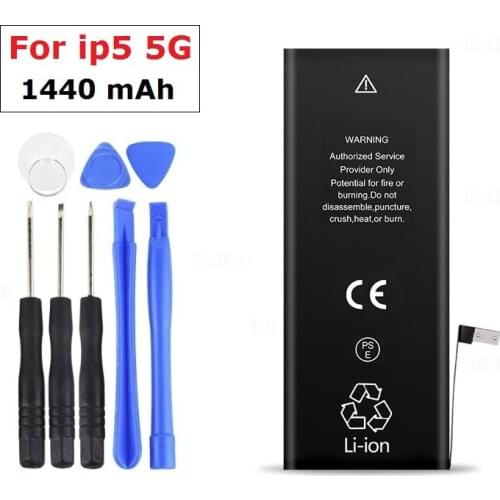 Lithium Battery For iphone 5 5G Battery Real 1440mah New 3.8V Replacement Battery For iphone 5 5G With Repair Tools Kit