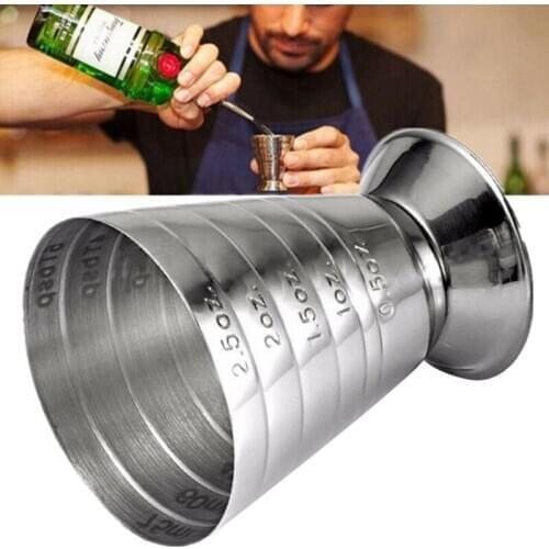 75ml Metal Measure Cup Drink Tool w/ml/oz Shot Ounce Jigger Bar Mixed Cocktail Beaker 0.5-2.5oz / 15-75ml / 1-5Tbsp