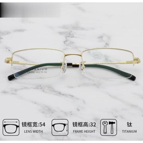 Retro pure titanium half-frame glasses frame New mens titanium glasses frame myopia business optical glasses