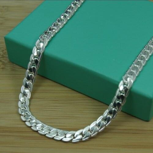 BABYLLNT 925 Sterling Silver 5mm Full Sideways Necklace 18/20/24 Inch Chain For Woman Men Fashion Wedding Engagement Jewelry Gif