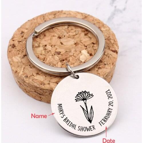 Personalized Wedding Favors Keychain Custom Name Date Engraved Bridal Shower Keyrings Charm Wedding Gift Souvenir For Guests