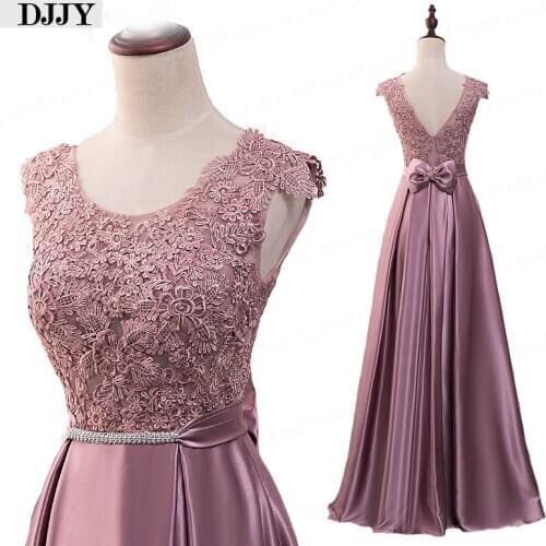 Appliques Banquet Party Dress Stunning Satin Prom Dresses Robe De Soiree vestido de festa Elegant Evening Dress Long 2020