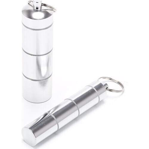Worldwide Keychain Pill Box WaterProof Aluminum Drug Pill Cases Bottle Holder Container For Medicines Pillbox