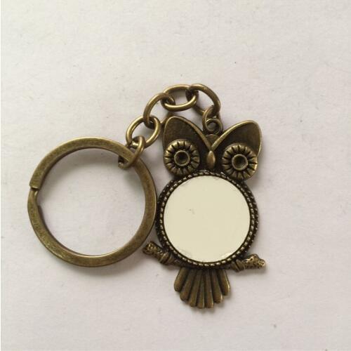 Blank owl key chains for sublimation retro vintage Antique Silver key ring for thermal transfer printing new style A3566