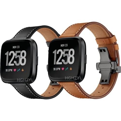 Butterfly clasp Leather strap for Fitbit Versa 2 Bracelet for Fitbit versa Lite 1 Watchbands Correa Wristband Accessories
