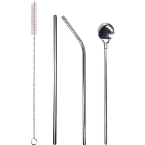 304 Stainless Steel Straws Spoons Brushes Cocktail Shaker Accessory Set