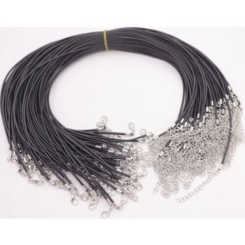 100 PCS 2mm Black Nylon Cord Wave Rope 18" Long Jewelry Findings