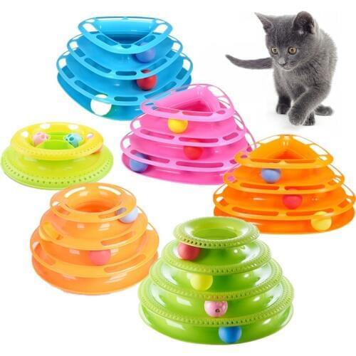 Funny Cat Track Tower Ball Toy Disk Pet kitten Interactive Amusement Plate Toys Cat Intelligence Training Game Play Dish For Cat