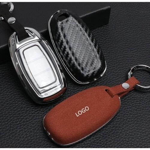 Metal Leather Carbon Fibre Protective Key Case Bag For Hyundai IX35 2021 AB426