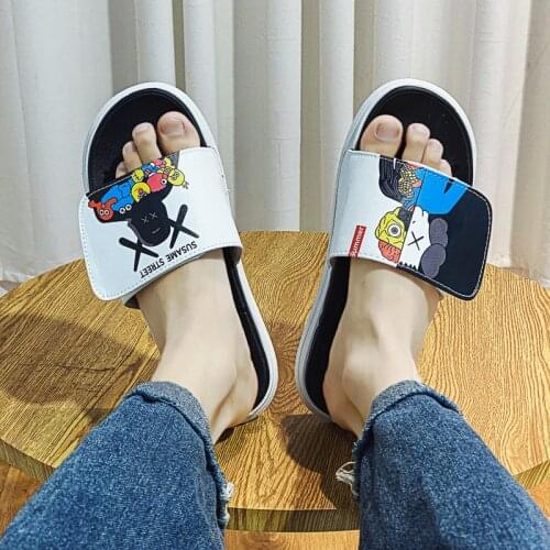 Hot Big Size Casual Women Fashion Slippers Hook and Loop Cartoon Women Casual Slides Streetwear Couple Slippers тапочки для дома