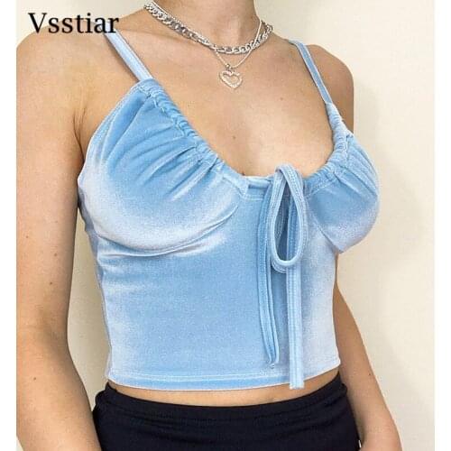 Vsstiar Ruched Tube Crop Top Pink Blue Sleeveless Shirring Basic Sheath Sexy Camis Spaghetti Strap Summer Women Tank Tops