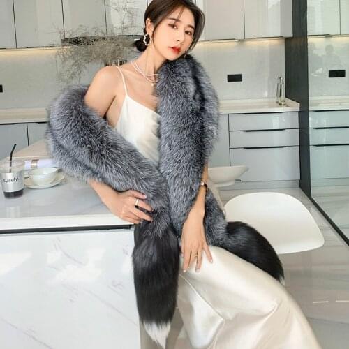 Winter Natural 100% Real Fox Fur Scarf Women Outdoor Party Decoration Warm Thick Scarves Shawl Doublesided Whole Skin Fox Wrap