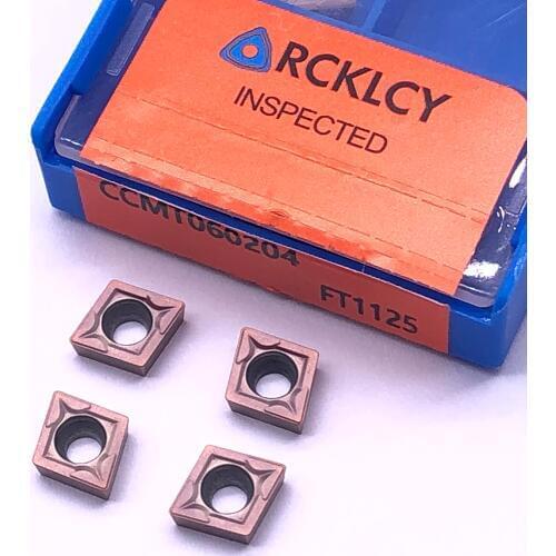 10pcs RCKLCY high quality CCMT060204 FT1125 Turning CNC Cutting Tools Tungsten Tool Bits Lathe Carbide Inserts Stainless Steel