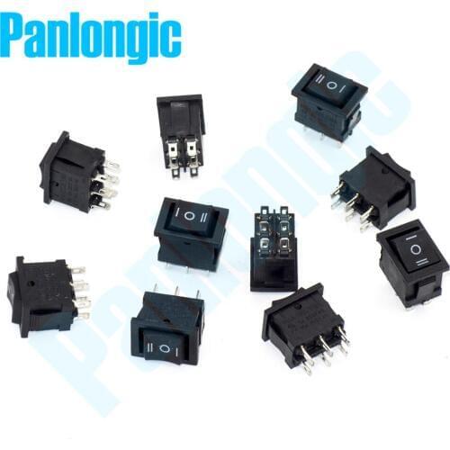 100pcs/lot Rocker Switch 3 Position 6 Foot Single Pole Double Throw SPDT AC 250V/6A 125V/10A Forward-Stop-Reverse Control
