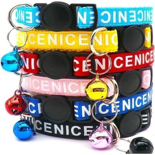 100pcs Japanese style adjustable pet collar Color Nice bell cat dog harness rabbit leash accessories ID tag for cat Puppy