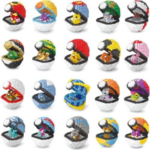20 styles Pokemon ball blocks small particles mini building assembled Pikachu toy educational toys