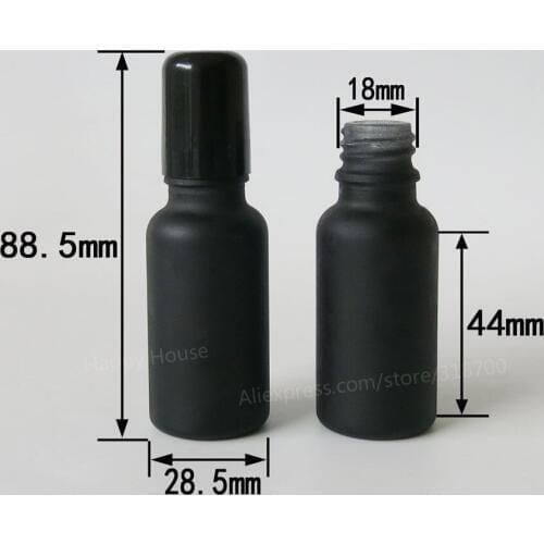 360 x 20 ml Frosted Black Roll On Glass Perfume Essential Oil bottles, 20 cc glass container
