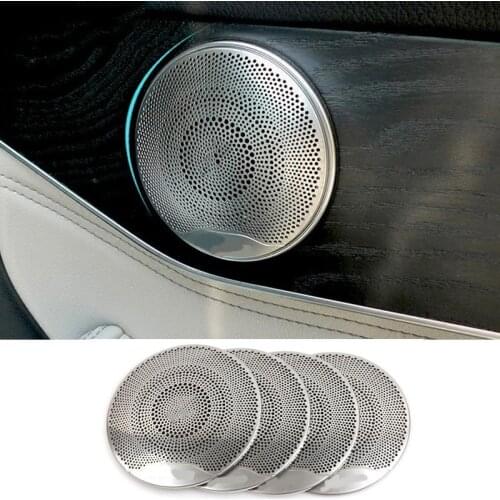4pcs W213 Matte Chrome Door Speaker Cover Trim Sticker For Mercedes Benz C Class W205 GLC200 2015 2016 Car Accessories
