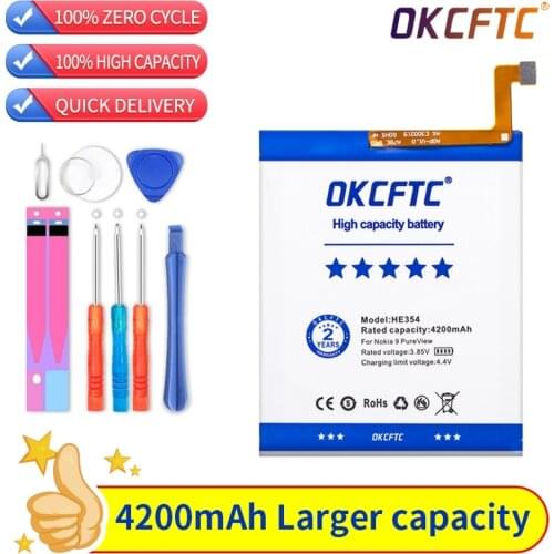 OKCFTC 4200mAh HE354 Battery for Nokia 9 PureView TA-1082 TA-1087