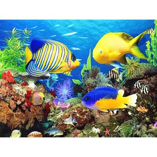 Canvas Size Full Square&Round Diamond Painting Fish 5d DIY Diamond Embroidery Decoration Home Art Kit