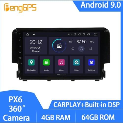 Android 10.0 Car Stereo for Honda Civic 2016-2018 Autoradio Multimedia Touchscreen GPS Navi Mirror Link Supports Carplay DSP USB