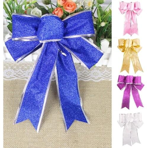 Big Christmas Bow Decoration Xmas Ornament Bowknot Handmade Gift Box Wrapping Decorative Large Bows New Year Party Wedding Decor