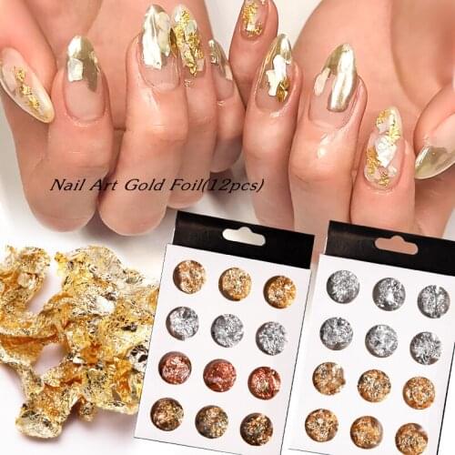 12 boxes/set Aluminum Foil Glitter Flakes Nail Art Decorations UV Gel Polish Design Sequins Manicure Accessories