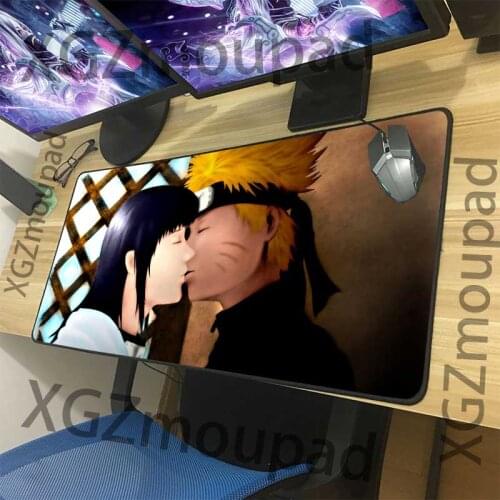 XGZ HD Anime Large Mouse Pad Black Lock Edge Cute Girl Hinata Couple Coaster Computer Desk Mat Rubber Non-slip Xxl