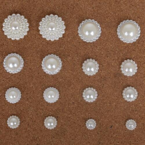 Hot Sale 100PCS Imitation Plastic ABS Pearl Beads Ivory Flower Garment Beads for Scrapbook DIY Jewelry Handmade Craft Making